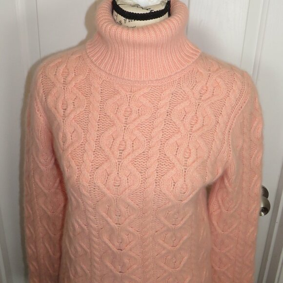 The Limited Turtleneck Cable Knit Wool & Angora Blend Sweater Pink Size Medium - Picture 3 of 9